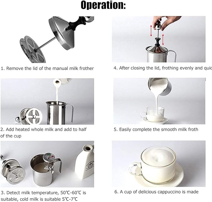 Milk Frother, Manual Frother 27oz/800ml Milk Frothing Pitchers Stainless Steel Coffee Milk Foamer Milk Creamer Frother Latte Cappuccino Foam Pitcher Manual Milk Creamer With Handle