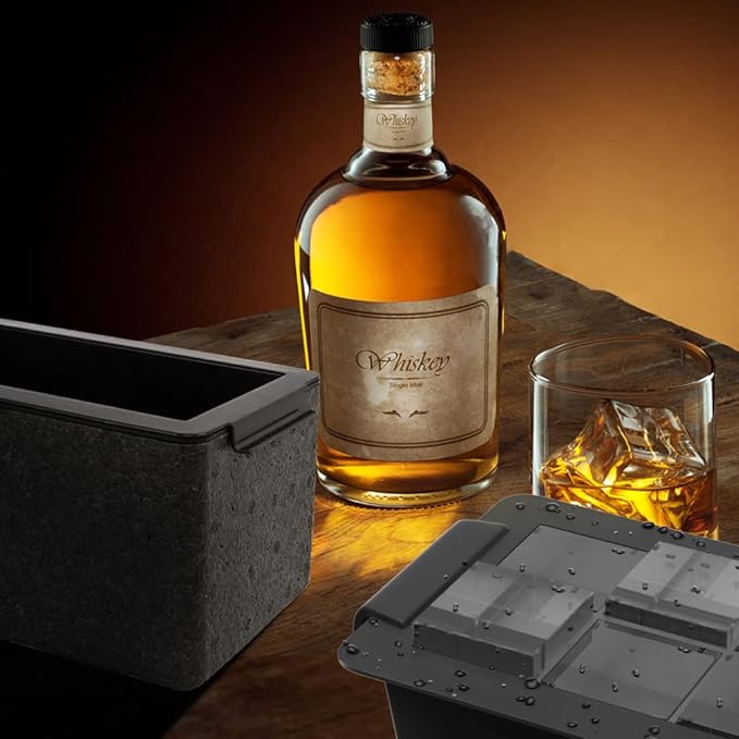 TINANA Upgrade 2 Inch Clear Ice Cube Tray Make 8 Large Square Crystal Clear Ice Cube Maker for Cocktail, Whiskey & Bourbon Drinks, Gifts for Men
