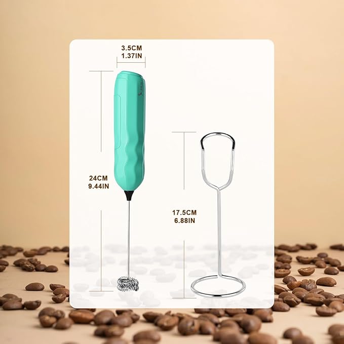 SUPRUS Ultra Fast Handheld Milk Frother Double Whisk with Stand 2 Batteries Stainless Steel for Lattes Cappuccino Matcha Hot Chocolate Coffee Bar Accessories Kitchen Gadgets Gift