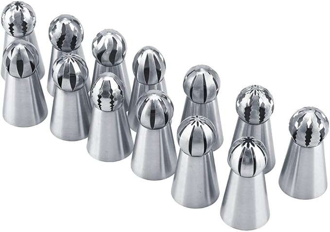 GOTOTOP Russian Piping Tips Set 13 Pcs Russian Icing Piping Nozzles Tips Pastry Cake Buttercream DIY Decor Baking Tool
