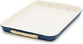 GreenPan Bakeware 13" x 9" Quarter Sheet Pan, Ceramic Nonstick Baking Pan, PFAS & BPA Free, Gold Handles, Durable Steel, Versatile & Space Saving Ovenware, Freezer to Oven Dish, Oxford Blue