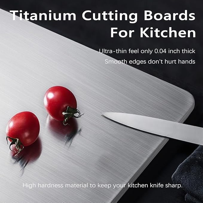 Titanium Cutting Board Set of 3,100% Pure Titanium Cutting Boards for Kitchen Double Sided,Hygiene Durable Dishwasher,Fruit & Vegetables （3P-S)