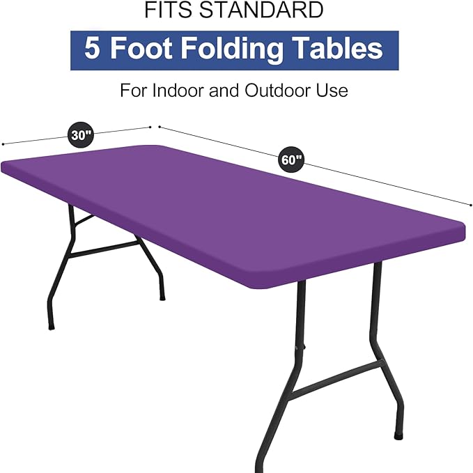 homing Rectangle Table Cloth Cover, Waterproof Polyester Elastic Fitted Tablecloth, Fits for 5 Foot Folding Tables, Washable Table Protector for Picnic, Camping, Outdoor (Purple, 30" x 60")