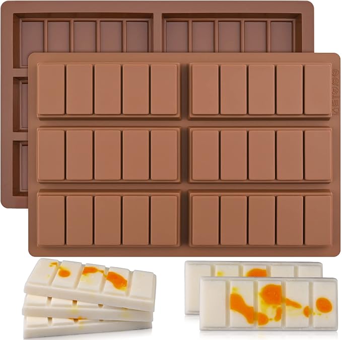 Wax Melt Molds Silicone,Rectangle Silicone Wax Melt Chocolate Bar Mold For Wickless Wax Melt Candles Chocolate Bakeware Molds