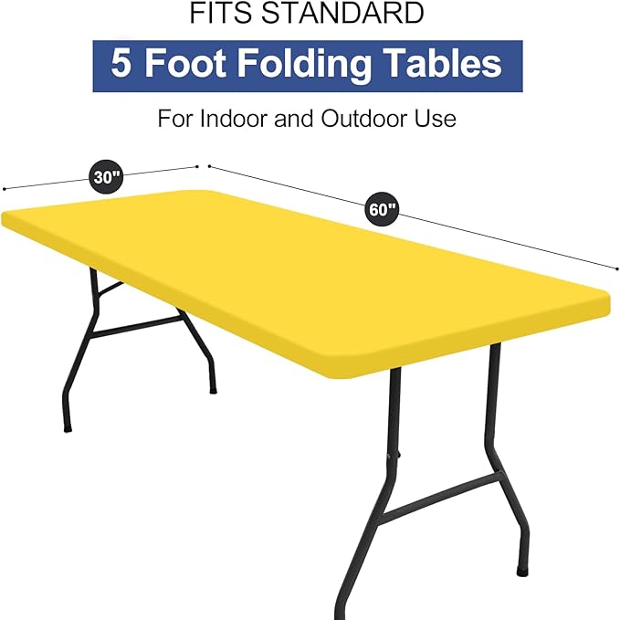 homing Rectangle Table Cloth Cover, Waterproof Polyester Elastic Fitted Tablecloth, Fits for 5 Foot Folding Tables, Washable Table Protector for Picnic, Camping, Outdoor (Yellow, 30" x 60")