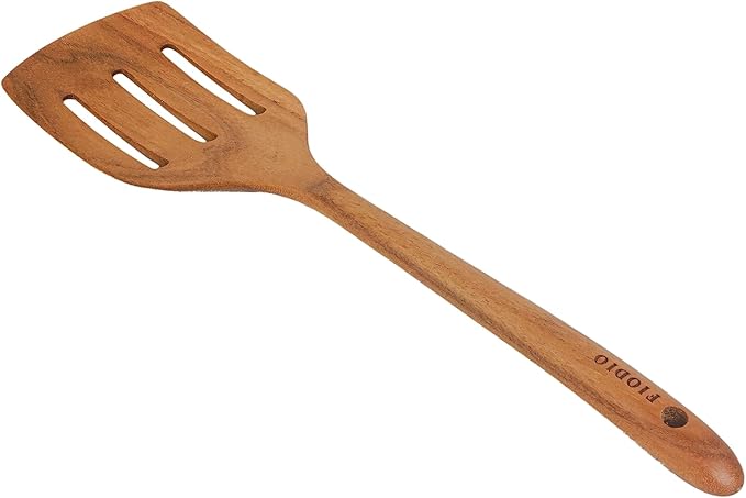 Teak Wooden Spatula, Spoons & Slotted Turner for Cooking – Natural Non-Stick, Handcrafted Kitchen Utensils with Comfort Grip & Microfiber Cloth