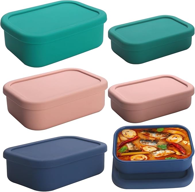 2 Cup and 1 Cup Silicone Freezer Trays with Lid 6 Pack Silicone Freezer Molds soup freezer containers Make 6 Perfect Soups, Broths, Stews, Sauces, Curries (Multicolor 6 Pack)