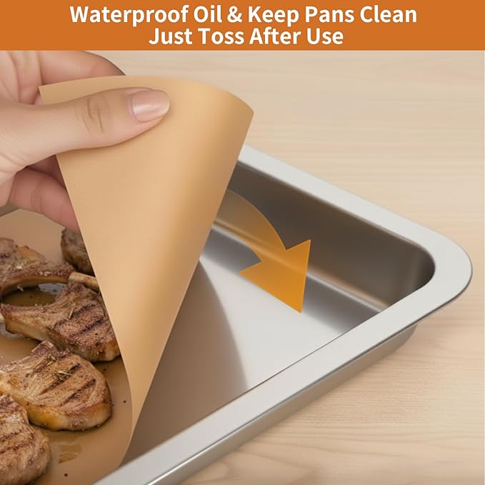 MakMeFre Parchment Paper Baking Sheets 200 PCS 9"x13" Pre Cut Non-Stick Baking Tray Mat,Oil Resistant and Waterproof Baking Paper,Fit for Food Baking,Cooking,Grilling,Air Fryer and Steaming
