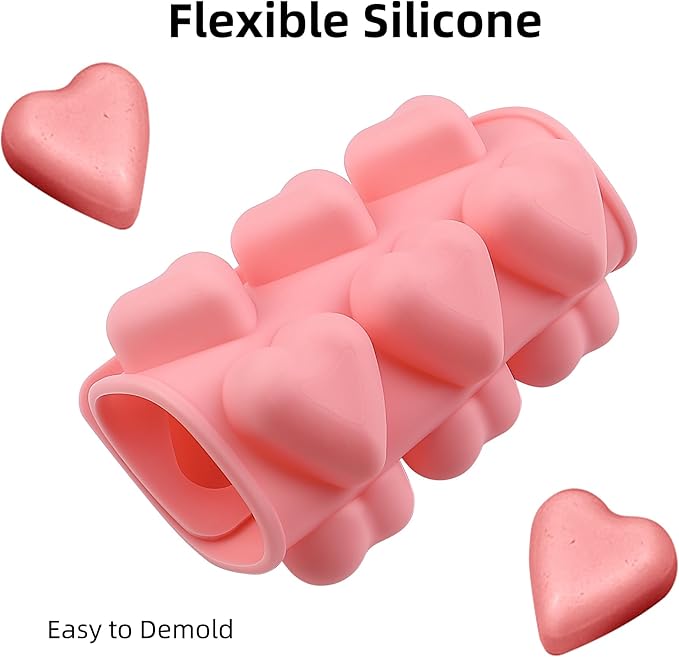 Heart Chocolate Molds Valentine's Candy Molds 3 pcs Silicone Heart Mold for Resin Jelly Ice Cube Cupcake Cake Topper Decoration