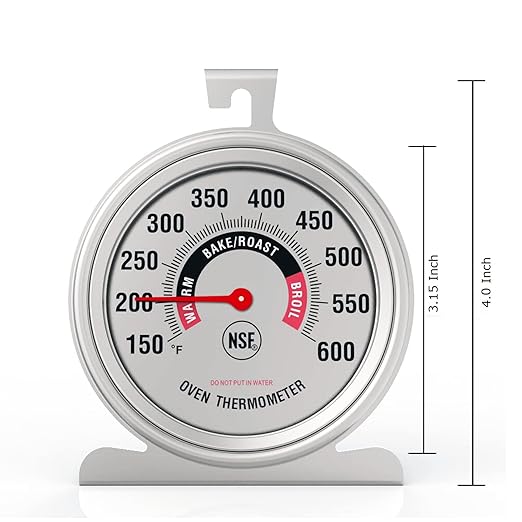Efeng Large in Oven Thermometer for Electric or Gas Oven (2 packs) -Large Hook Baking Thermometer,Cooking Thermometer with NSF quality & non fading color dial oven safe after long time cooking