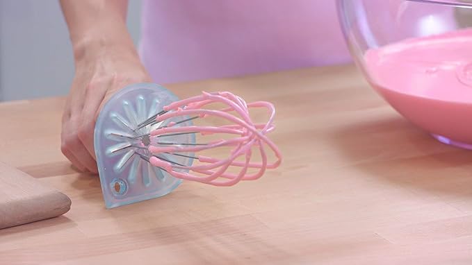 Whisk Wiper - Wipe a Whisk Easily - Multipurpose Kitchen Tool, Made In USA - Includes 11" Stainless-Steel Whisk - Cool Baking Gadget, A Great Gift For Men and Women (Color: Violet)