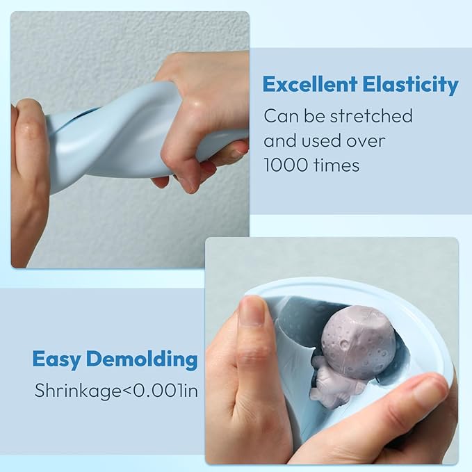 OFFNOVA Silicone Mold Making Kit 70oz Rubber 15A, 1:1 Mixing Ratio Fast Curing for Resin, Casting, Candle, Soap, DIY Crafts, Light Blue