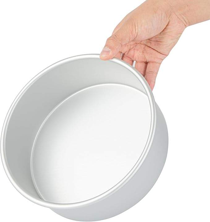 Restaurantware-Met Lux 8 x 3 Inch Straight-Sided Baking Tins, 12 Round Cake Pans - Oven-Ready, Freezable, Anodized Aluminum Round Baking Pans, Greaseproof, For Layer Birthday Cakes