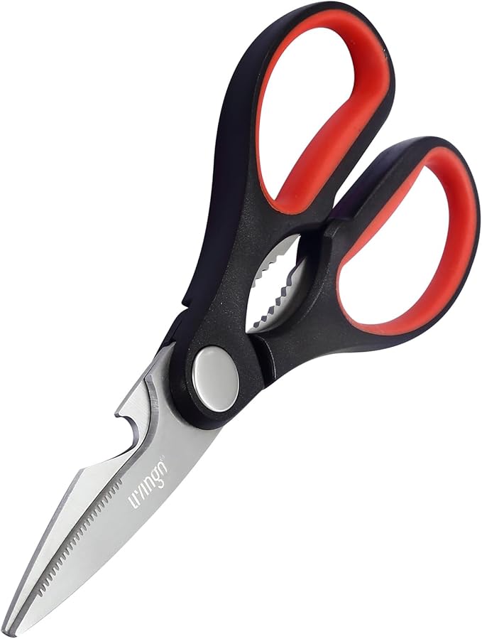 LIVINGO 8" Kitchen Scissors All Purpose - 2 Pack Heavy Duty Kitchen Meat Shears, Stainless Steel Multi-function Food Scissors for Cooking Cutting Chicken, Turkey, Bones, Poultry, Fish, and Vegetables