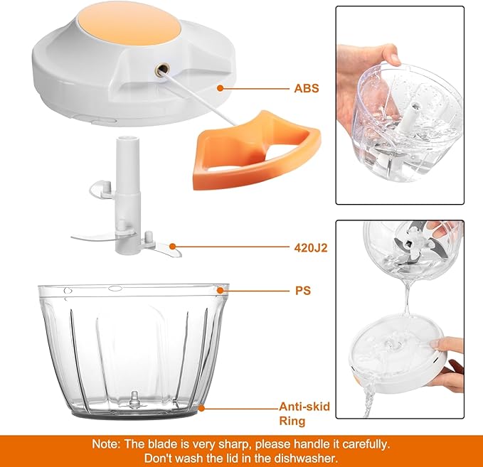 Manual Food Processor Vegetable Chopper (White, 650ML)