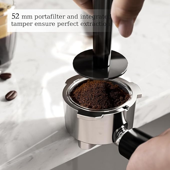 Kismile Espresso Machine, 20 Bar Espresso Maker with Milk Frother Steam Wand & 40oz Removable Water Tank, Compact Cappuccino & Latte Machine for Home, Stainless Steel