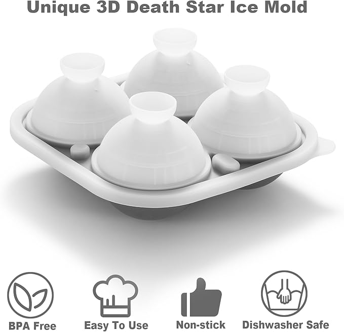 Nax Caki 3D Sphere Ice Cube Molds, Large Silicone Fun Shapes Gifts for Men Women, Whiskey Ice Cube Mold for Cocktails, Bourbon,Brandy, Whiskey Gifts for Men