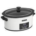 7-Quart Programmable Slow Cooker with Timer Keep Warm - Small Kitchen Appliance for Family Dinners - Serves 6+ People - Heat Settings: Keep Warm(White, Black Liner)