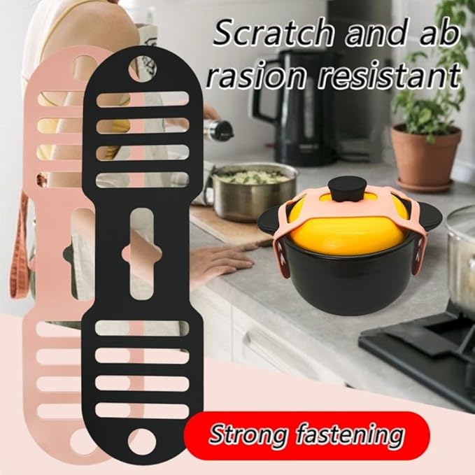 Silicone Lid Lock Strap for Crockpot Slow Cooker (6/7/8 Quart) - Universal Crockpot Lid Holder & Rubber Strap Alternative | Heat-Resistant, No-Spill Design Transport Accessories (Pink 2PCS)