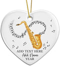 Personalized Saxophonist Christmas Ceramic Ornament 2025, Custom Text Name & Year Saxophone Player Xmas Ornament, Saxophone Musical Instrument Ornaments for Xmas Tree, Gifts for Music Lovers