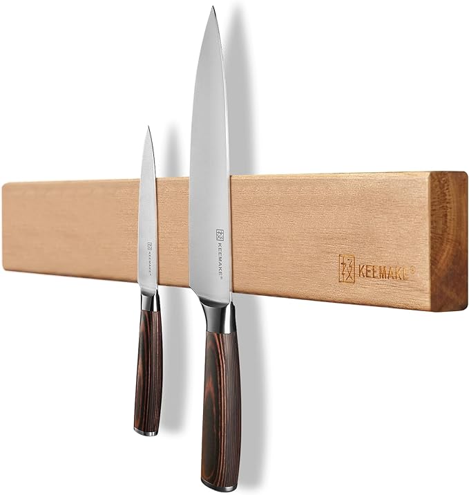 KEEMAKE Magnetic Knife Holder for Wall 16 inch Acacia Wood Knife Magnetic Strip, Powerful Neodymium Magnet Knife Hanger Knife Bar for Kitchen knives