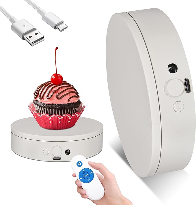 Knob Speed Adjustment Remote Control Motorized Rotating Display Stand 3d scanner Electric Turntable rotating platform for Photography Products Shows,Jewelry,Watch,3D Models,Cake Support AAA