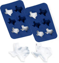 IMPRESA Silicone Ice Trays for Freezer - Texas Shaped Ice Cubes & Chocolate Molds - Silicone Molds for Gelatin & Candy - Blue, Pack of 2, 6 Cubes Each