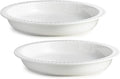Ceramic Pie Pan Set of 2, 11 inch Round Baking Dish, Porcelain Pie Plate, Non-Stick, Oven & Dishwasher Safe, Non-Stick Pie Dish for Baking