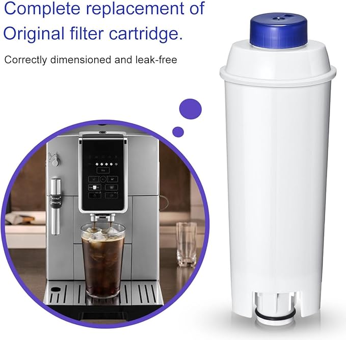 DLSC002 Water Filter Replacement for DeLonghi Espresso Machines – Compatible with Dinamica Plus, Magnifica EVO, Start, XS, Eletta Explore, ECAM, ESAM, EC680, BCO, 4 Pack