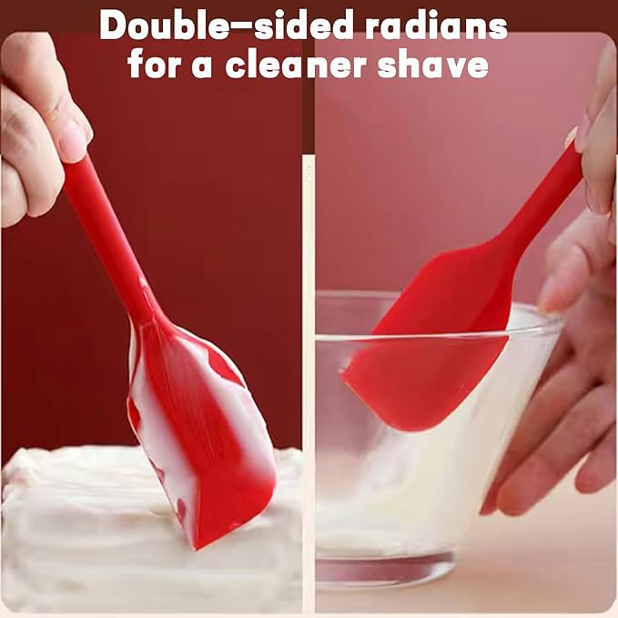 8 Pieces Silicone Spatulas, 8.3 inch Small Spatulas Non-stick Heat-Resistant Non-stick with Stainless Steel Core For Cake Cream Cooking Gadget (Red)