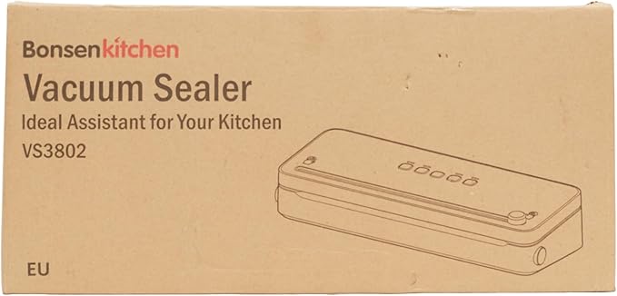 Bonsenkitchen Vacuum Sealer Machine, Multi-Functional Food Sealer with Built-in Cutter & Bag Storage, High-Speed Continuous Working with Globefish Technology, Includes Vacuum Bags & Roll Bag, Black