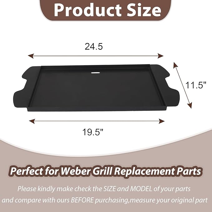 7034 Cast Iron Griddle Plate with Carry Bag for Weber Traveler Grills 9010001 9020001，Upgrade Flat Top Griddle Replacement Part for 9030001 9013001 9011701 Weber Traveler Portable Gas Grills,Black