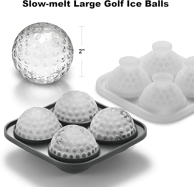 Nax Caki 3D Golf Ice Cube Tray, Large Golf Silicone Fun Shapes Whiskey Ice Mold with Funnel for Cocktails, Bourbon,Brandy, Whiskey Gifts for Men Black