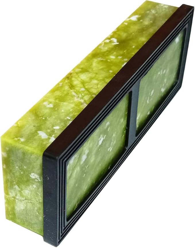 Knife Sharpening Stone,10000 Grit Sharpener Whetstone Final Fine Polishing Natural Green Honing Oilstone for Knives Tools,Cutting Tools (SET-A)