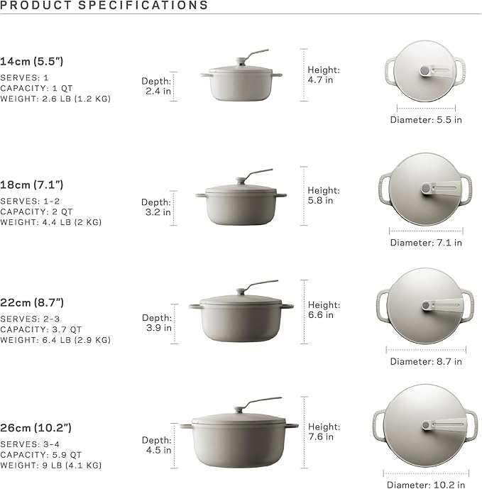 Vermicular Oven Pot 2.0 | Lightweight Enameled Cast Iron Pot | 22cm (3.7 Qt) | Non-Toxic | Induction-compatible | Dutch Oven | Made in Japan | Hazelnut Brown