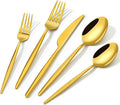 KINGSTONE Silverware Set, 60-Piece Flatware Set Cutlery Set Premium 18/10 Stainless Steel, Tableware Include Forks Knives Spoons for Home Kitchen Restaurant Wedding, Dishwasher Safe,Gold
