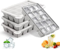 Silicone Ice Cube Trays with Lid, Set of 4, Easy Release Ice Molds, Reusable and Stackable Ice Trays for Freezer for Cocktail, Whiskey, Baby Food, BPA Free (gray)