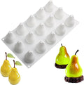 OCPO KITCHEN 3D Pear Shape Silicone Molds for Baking Mousse Cake, 3D Silicone Baking Mold for Candy Pastry Chocolate Truffle Cupcake Jelly Cookie Pudding Cake Decoration Mold, Pear Shape (15-Cavity)
