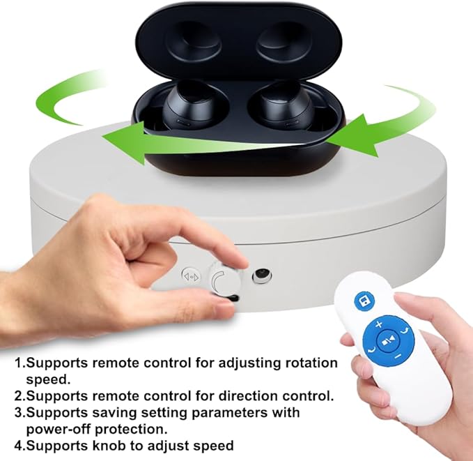 Knob Speed Adjustment Remote Control Motorized Rotating Display Stand 3d scanner Electric Turntable rotating platform for Photography Products Shows,Jewelry,Watch,3D Models,Cake Support AAA