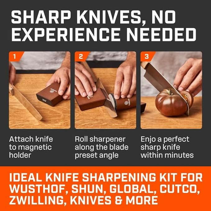 Tumbler Rolling Knife Sharpener Set - Knife Sharpening Made Easy - Starter Set (Complete Gift Set)