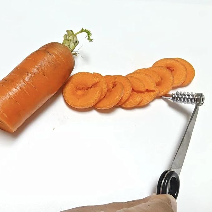 Piranha Spiral Cutter, 2025 Stainless Steel Spiral Cutter for Veggies, Kitchen Spiralizer Tool for Cucumber, Potato, Carrot and More