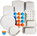Baking Pans Set with Silicone Handles, 34 PCS Nonstick Bakeware Sets, Oven Pan Set Includes Baking Tray, Cookie Sheet, Cake Pans, Loaf Pan, Muffin Pan, Pizza Pan