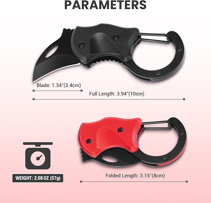 2 Pack Small Pocket Knife Gifts for Men & Women, Folding Box Cutter, Birthday & Christmas Stocking Stuffers Gifts Idea for Wife Husband Dad Mom (Black & Red)