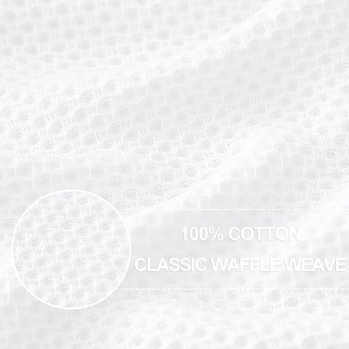 Homaxy 100% Cotton Waffle Weave Kitchen Dish Cloths, Ultra Soft Absorbent Quick Drying Dish Towels, 12 x 12 Inches, 8-Pack, White