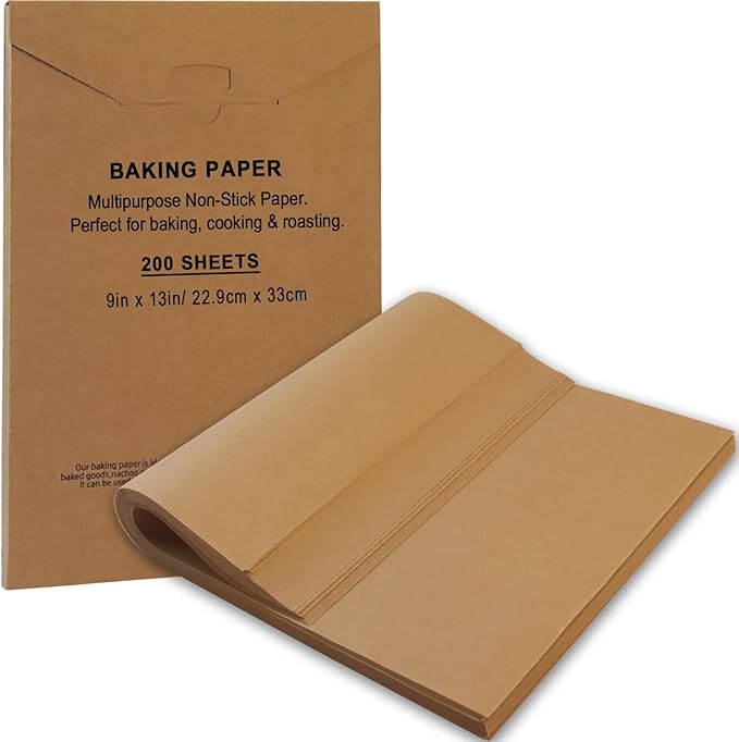 KIDOFLY 200 Pcs 9x13 Inch Unbleached Precut Parchment Paper Baking Sheets – Non-Stick Baking Paper for Oven, Air Fryer, Grilling & Steaming, Heat Resistant Up to 450°F