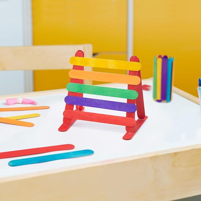 WISYOK 90Pcs 8 Inch Colorful Jumbo Craft Sticks, Large Popsicle Sticks, WaxingSticks, Rainbow Wooden Popsicle Sticks, Paint Stir Sticks Great for DIY Crafts, Plant Labels, and Educational Tools
