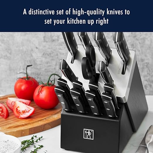 HENCKELS Solution Razor-Sharp 16-pc Knife Set, Chef Knife, Bread Knife, Steak Knife, German Engineered Informed by 100+ Years of Mastery