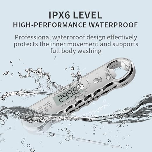 Professional Digital Meat Thermometer with Bottle Opener, Instant Read in 0.5 Sec, ±0.5℉ Accuracy, Premium Plastic Body with Vacuum Electroplating Technology，Waterproof with Auto-Rotate LED Screen