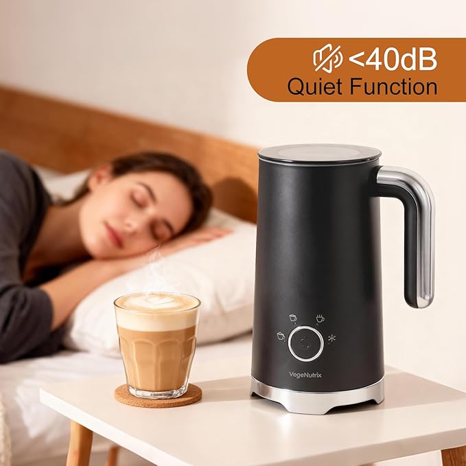 Milk Frother, Electric Milk Frother and Steamer 400W, Automatic Warm and Cold Foam Maker and Milk Warmer 4 in 1 with 2 Whisk for Latte, Cappuccino, Macchiato, Hot Chocolate Coffee