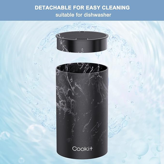 Knife Block Without Knives, Cookit Universal Round Knife Block Only, Detachable Knife Holder for Easy Cleaning, Space Saver Knife Storage Holder with Scissors Slot, Black
